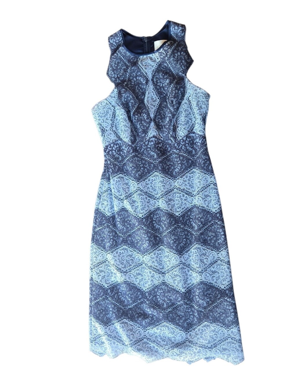 ERIN by Erin Fetherston Meredith Sheath Dress Light &Dark Blue Sleeveless Midi